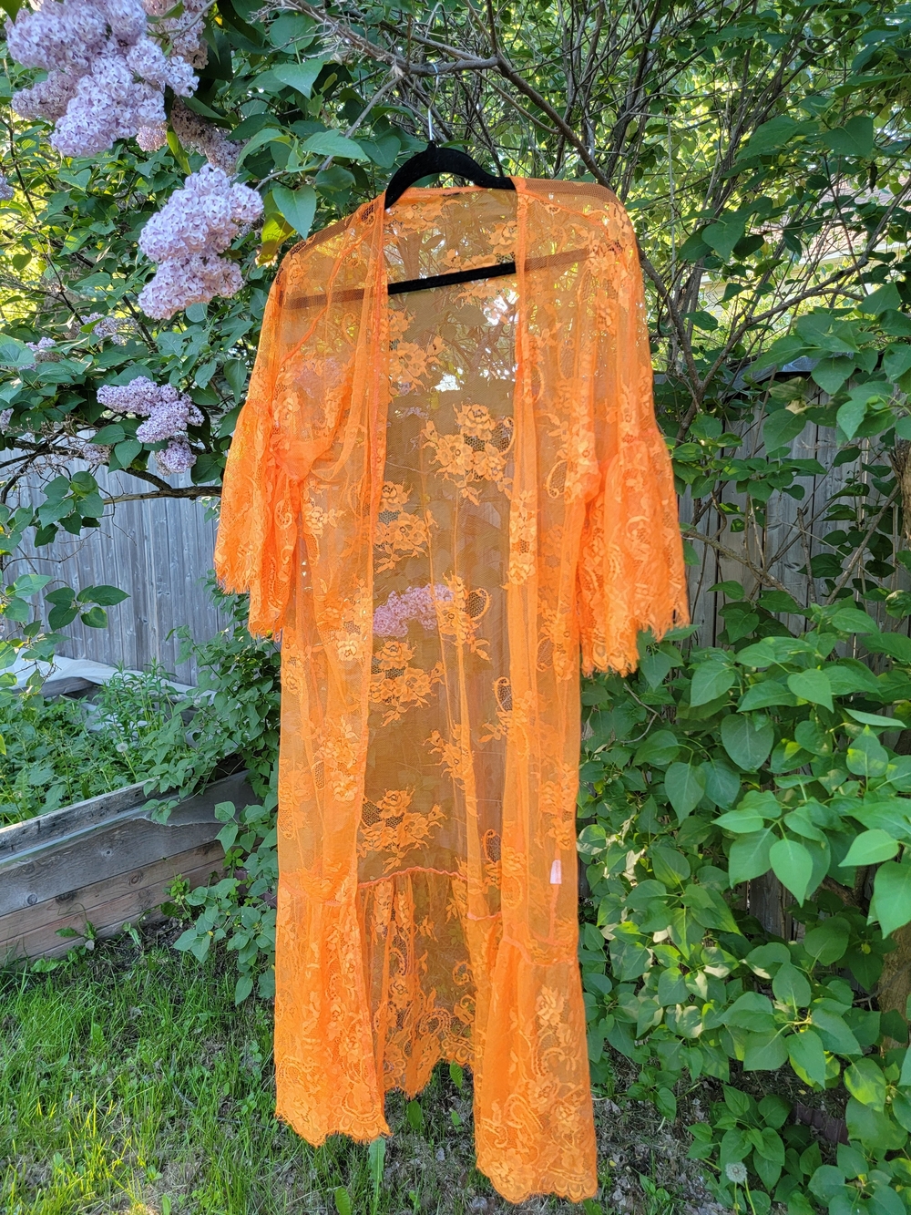 Sheer Orange Lace Kimono Cover-Up New ♡ Size S-M